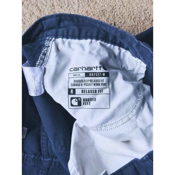 Carhartt Men's FR Rugged Flex Relaxed Fit Canvas Work Pants 36x32 Blue Utility - Picture 7 of 9